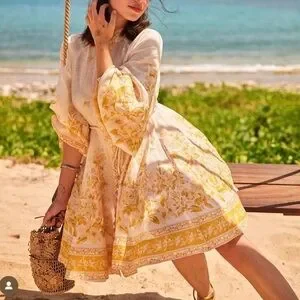 ZIMMERMANN ミニワンピース アップリケ付き【関税なし】 セール】 ◇リーフプリントワンピース （ミニ丈・ひざ丈